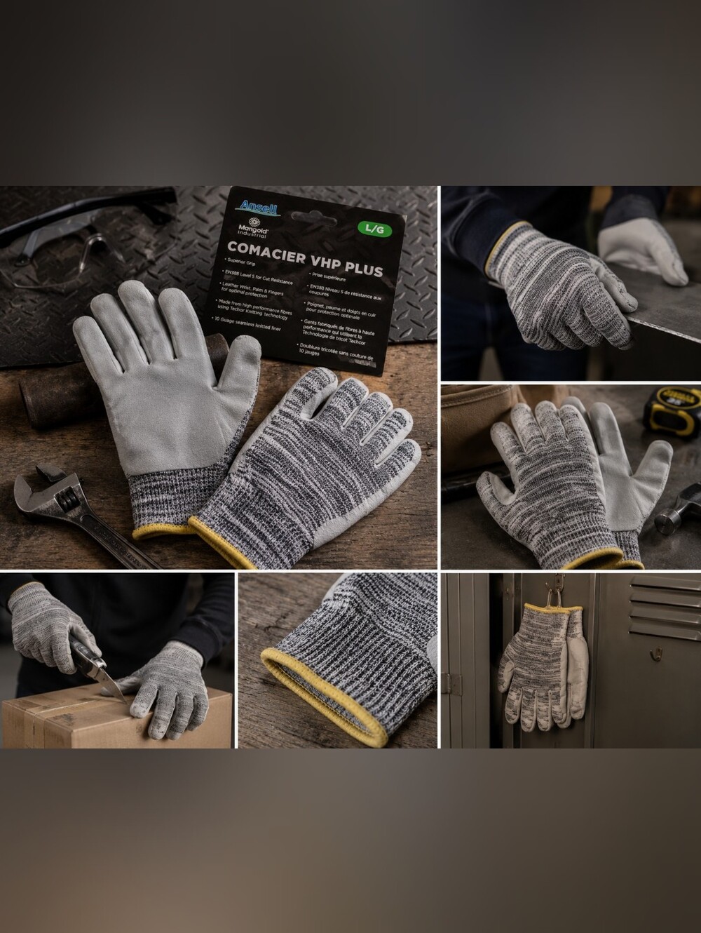 🔵 Comacier VHP Plus Cut Resistant Gloves - Gray/White Size Large